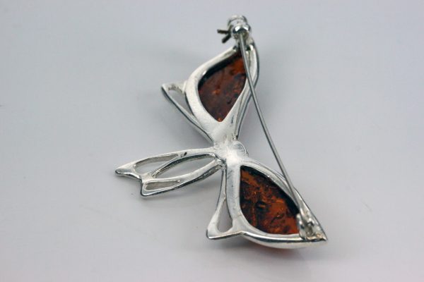 Butterfly Brooch Handmade Italian Design Baltic Amber Elegant 925 Silver BD056 RRP£50!!!