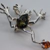 Italian Design Handmade Frog Brooch in 925 Sterling Silver Baltic Amber BD057 RRP£80!!!