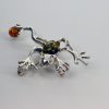 Italian Design Handmade Frog Brooch in 925 Sterling Silver Baltic Amber BD057 RRP£80!!!