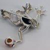 Italian Design Handmade Frog Brooch in 925 Sterling Silver Baltic Amber BD057 RRP£80!!!