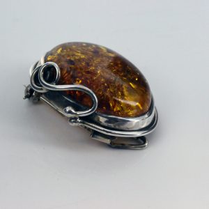 Italian Style 925 Silver Handmade Brooch/Pendant German Baltic Amber BD061 RRP£130!!!