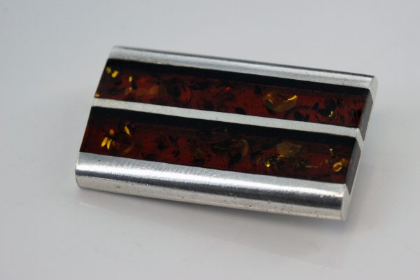 Handmade German Baltic Amber 925 Silver Modern Elegant Brooch BD065 RRP£80!!!