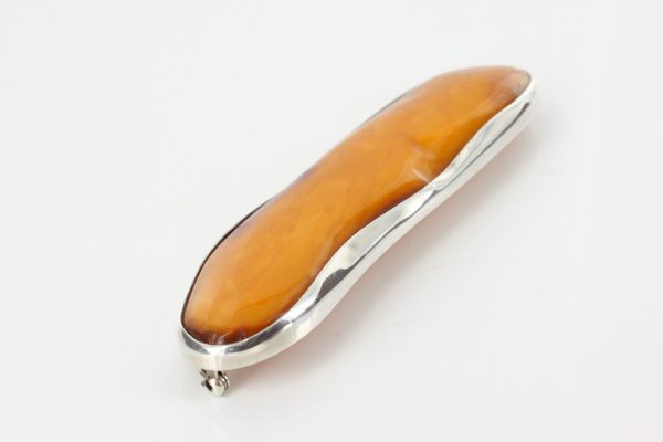 Antique Butterscotch Baltic Amber Handmade 925 Silver Brooch BD066 RRP£2500!!!