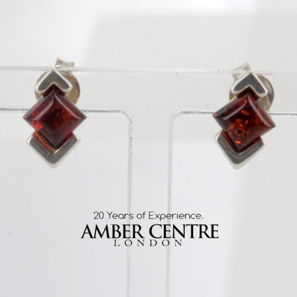 Classic German Baltic Amber Handmade Stud Earrings 925 Silver Stud ST0023 RRP£12!!!