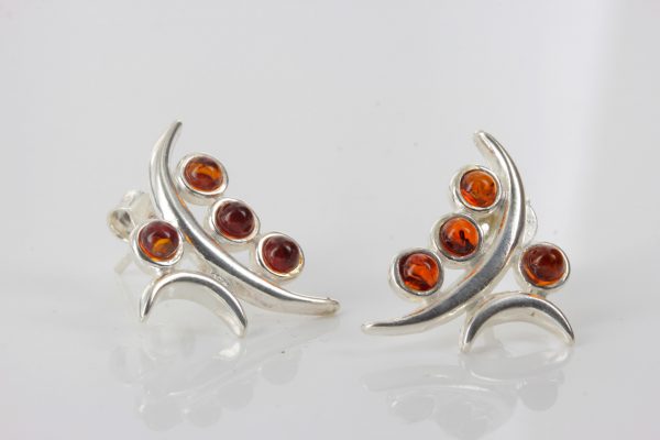 Unusual German Baltic Amber Stud Earrings 925 Silver ST0030 RRP£28!!!