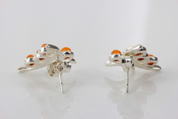 Unusual German Baltic Amber Stud Earrings 925 Silver ST0030 RRP£28!!!