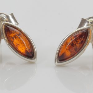 German Baltic Amber Handmade Elegant Stud Earrings 925 Silver ST0045 RRP£18!!!