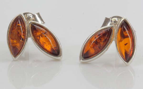 German Baltic Amber Handmade Elegant Stud Earrings 925 Silver ST0045 RRP£18!!!