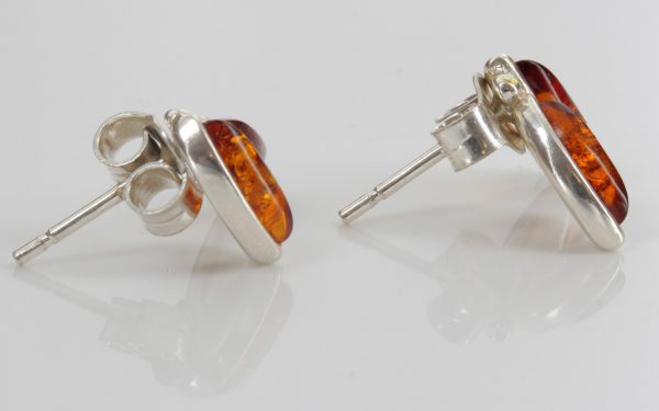 German Baltic Amber Handmade Elegant Stud Earrings 925 Silver ST0045 RRP£18!!!