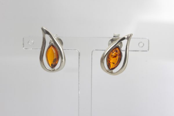 Modern German Baltic Amber Stud Earrings 925 Silver ST0035 RRP£20!!!