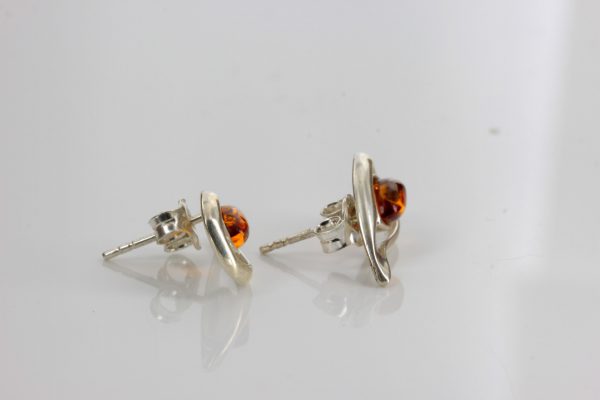 Modern German Baltic Amber Stud Earrings 925 Silver ST0035 RRP£20!!!