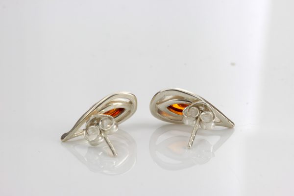 Modern German Baltic Amber Stud Earrings 925 Silver ST0035 RRP£20!!!