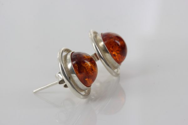 Classic German Baltic Amber Handmade Stud Earrings 925 Silver ST0031 RRP£ 39!!!