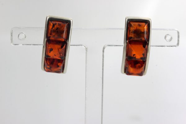 Elegant German Baltic Amber Stud Earrings 925 Silver Handmade ST0039 RRP £27!!!