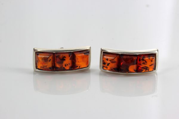 Elegant German Baltic Amber Stud Earrings 925 Silver Handmade ST0039 RRP £27!!!