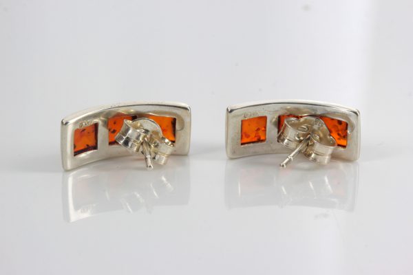 Elegant German Baltic Amber Stud Earrings 925 Silver Handmade ST0039 RRP £27!!!