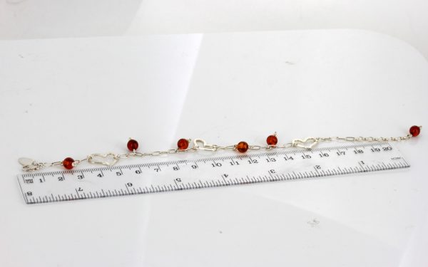 Italian Handmade Baltic Amber Bead Bracelet with Silver Hearts in 925 Sterling Silver BR084 RRP£70!!!