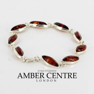 Italian Made German Baltic Amber Elegant Bracelet in 925 Sterling Silver BR087 RRP£125!!!