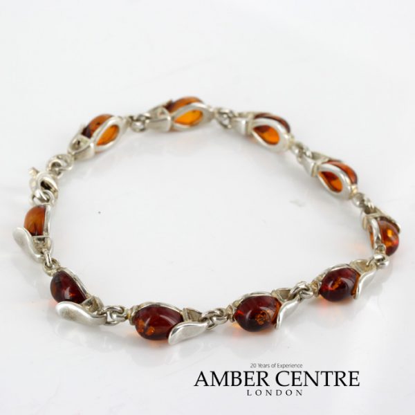 Handmade Elegant German Baltic Amber Bracelet In 925 Sterling Silver BR176 RRP£120!!!