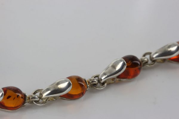 Handmade Elegant German Baltic Amber Bracelet In 925 Sterling Silver BR176 RRP£120!!!