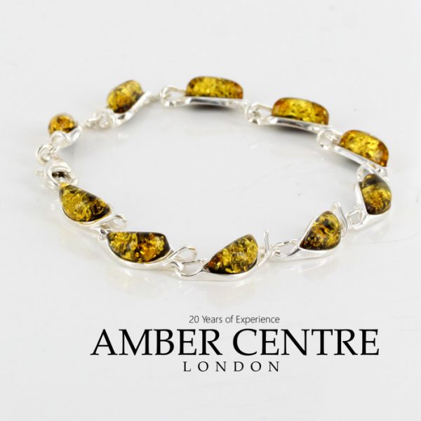 Italian Style German Baltic Amber Elegant Bracelet 925 Silver BR187G RRP£110!!!