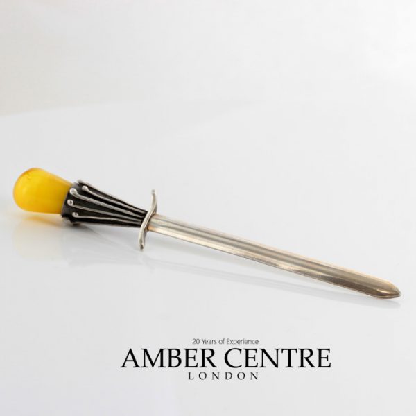 German made Letter Opener Milky Baltic Amber Stone 925 Silver CAR0104 RRP£295!!!