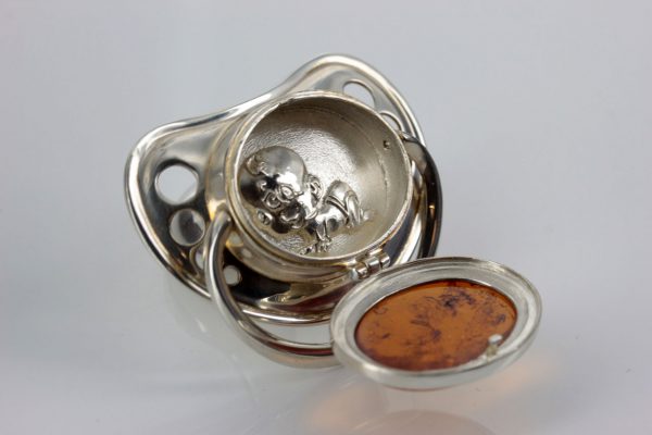 German Mother's Treasure Box/Dummy 925 Silver Baltic Amber CAR0109 RRP£395!!!