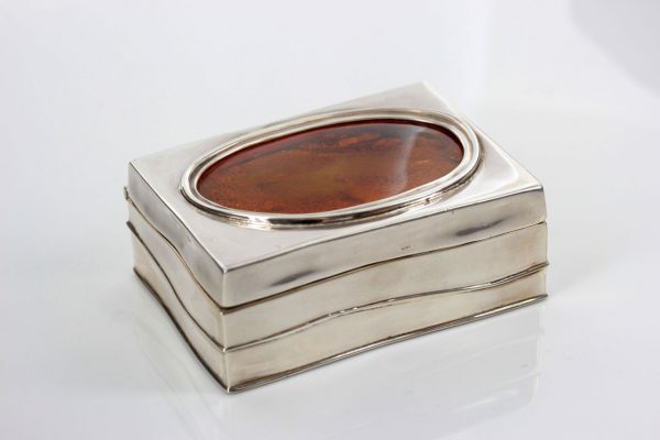 German Antique Trinket Box with Baltic Amber 925 Silver CAR0118 RRP£1000!!!