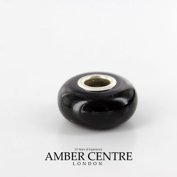 Black Cherry Baltic Amber 925 Silver Charm for European Charm Bracelets RRP£35!!! CHA45