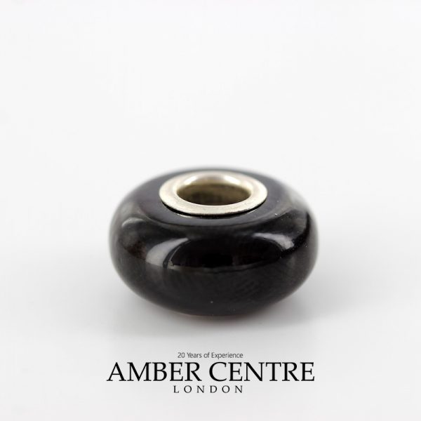 Black Cherry Amber 925 Silver Charm for European Charm Bracelets RRP£35!!! CHA49