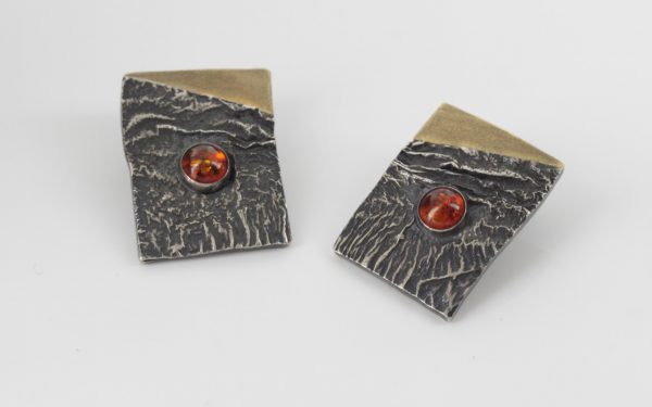 Handmade German Amber Clip Earrings and Bangle 925 Silver +14ct Gold Plated SET15 £495!!!