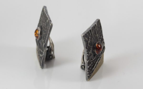 Handmade German Amber Clip Earrings and Bangle 925 Silver +14ct Gold Plated SET15 £495!!!