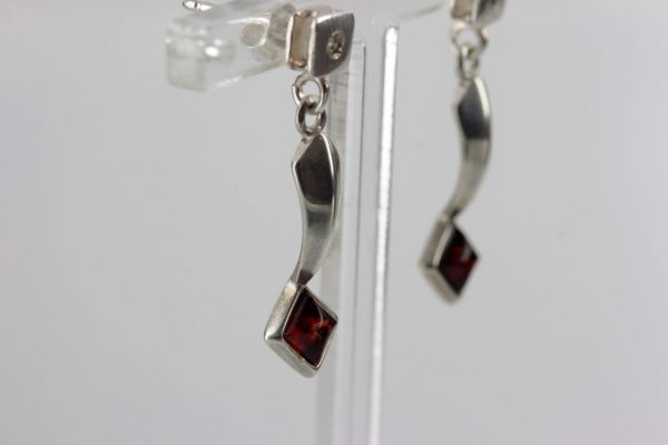 Italian Made Elegant Baltic Amber 925 Silver Earrings with Diamond Elements E0130 RRP£40!!!