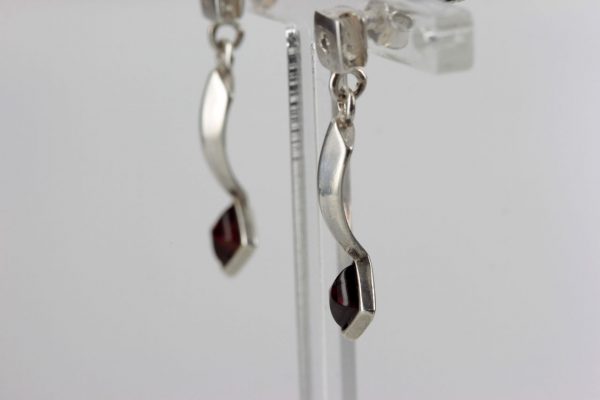 Italian Made Elegant Baltic Amber 925 Silver Earrings with Diamond Elements E0130 RRP£40!!!