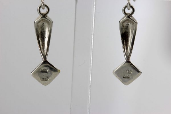 Italian Made Elegant Baltic Amber 925 Silver Earrings with Diamond Elements E0130 RRP£40!!!