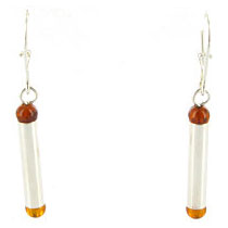 GERMAN BALTIC AMBER HANDMADE MODERN EARRINGS 925 SILVER E0040 RRP£25!!!