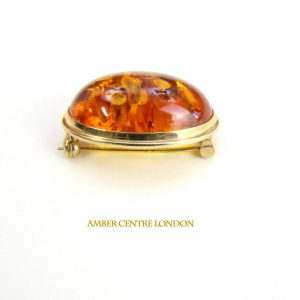 Italian Handmade Elegant German Baltic Amber Brooch in 9ct Gold GB0003 RRP£575!!