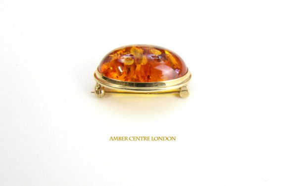 Italian Handmade Elegant German Baltic Amber Brooch in 9ct Gold GB0003 RRP£575!!