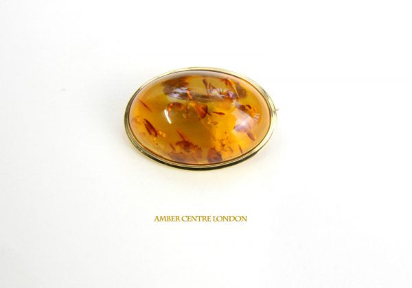 Italian Handmade Elegant German Baltic Amber Brooch in 9ct Gold GB0003 RRP£575!!