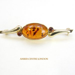 Italian Handmade Elegant German Baltic Amber Brooch in 9ct Gold GB0009 RRP£425!!!