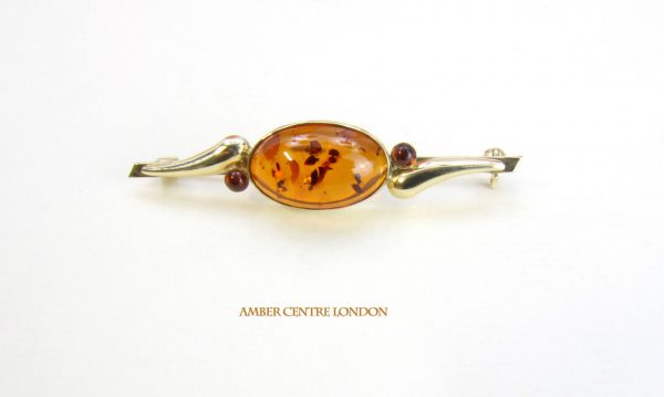 Italian Handmade Elegant German Baltic Amber Brooch in 9ct Gold GB0009 RRP£425!!!