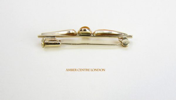 Italian Handmade Elegant German Baltic Amber Brooch in 9ct Gold GB0011 RRP£275!!!