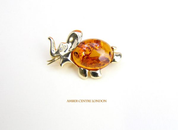 Italian Handmade Elegant German Baltic Amber Brooch in 9ct Gold GB0016 RRP£795!!!