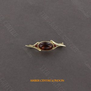 Italian Handmade Elegant German Baltic Amber Brooch in 9ct Gold GB0030 RRP£295!!!