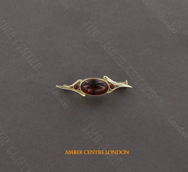 Italian Handmade Elegant German Baltic Amber Brooch in 9ct Gold GB0030 RRP£295!!!