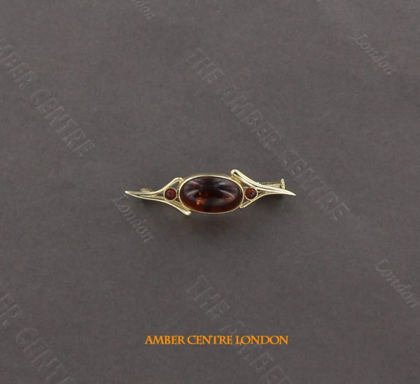 Italian Handmade Elegant German Baltic Amber Brooch in 9ct Gold GB0030 RRP£295!!!