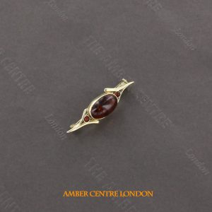 Italian Handmade Elegant German Baltic Amber Brooch in 9ct Gold GB0030 RRP£295!!!