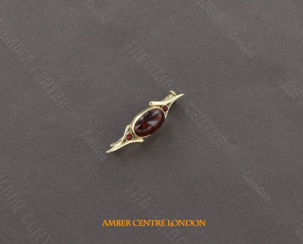 Italian Handmade Elegant German Baltic Amber Brooch in 9ct Gold GB0030 RRP£295!!!