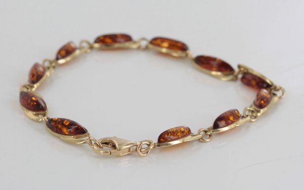 ITALIAN HANDMADE GERMAN BALTIC AMBER BRACELET IN 9CT solid GOLD GBR043-RRP£550!!!