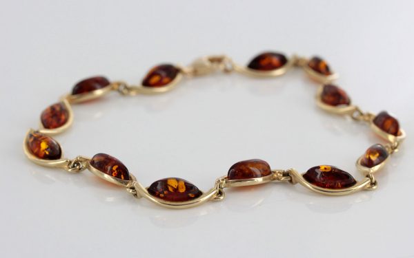 ITALIAN HANDMADE GERMAN BALTIC AMBER BRACELET IN 9CT solid GOLD GBR044-RRP£525!!!